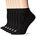 PEDS Women's Coolmax Quarter Sock with Massaging Bar Cushion 6 Pairs, Black