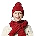 Warm Scarf Glove Hat Beanie Set - Cable Knit Winter Gift Set Pom Cap Touch Screen Glove Long Scarf 3 PCS Set for Women