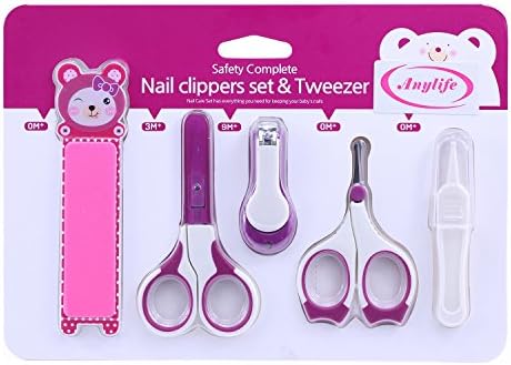 Anylife Baby Nail Clippers Set with Scissors and Nasal Tweezer, Nail Manicure Set Suitable for Any Child Age ( Newborn or Infant ) (Hot-Pink)