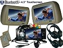 Paired 9inch Headrest (Beige) with 4.3inch touch screen DVD player with Bluetooth and TV Tuner
