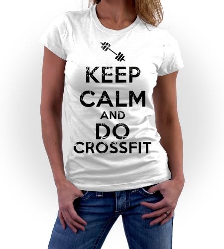 YT102WhiteL Keep Calm CrossFit Tee
