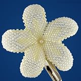 Hawaiian Plumeria flower - pale ivory - beaded bridal flower (alligator clip)