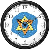 Star of David or Mogen David No.1 Judaica Jewish Theme Wall Clock by WatchBuddy Timepieces (Black Frame)
