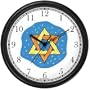 Star of David or Mogen David No.1 Judaica Jewish Theme Wall Clock by WatchBuddy Timepieces (Slate Blue Frame)