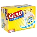 Glad Drawstring Odor Shield Tall Kitchen Bags, 13 Gallon, 40-Count Bags, Case of 4 (160 Bags)