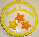 Gourmet Food : Cookie Cake Pie with Almond Cookie and Vanilla Cake 9'-Topped with Tropical Punch and Orange Starfish Gummies