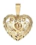 14k Two-tone Diamond-cut Filigree Heart Charm