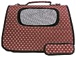Designer Dog Carrier - Fully Enclosed Julia Petite Polka Dots Pet Carrier - Brown/ Pink