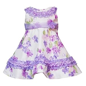 Rare Editions Baby/Infant Girls 12M-24M 2-Piece PURPLE WHITE RUFFLE FLORAL SHANTUNG Special Occasion Wedding Flower Girl Easter Birthday Party Dress