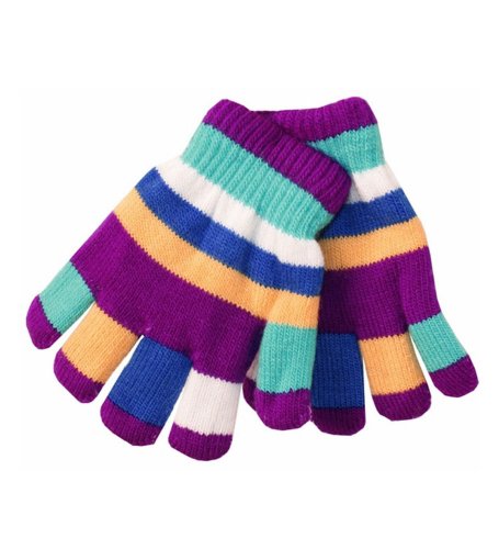 Purple Kid’s Multi Color Stripe Gloves – Joyful Children’s Multi Color Stripe Gloves In Purple