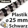 Schwarze 25mm Plastikbinder�cken A4 Fellowes, bis ca. 200 Blatt, 50 St�ck, Plastik-Spiral Binder�cken, Binding Combs, 21 Ringe, Schwarz, 53485