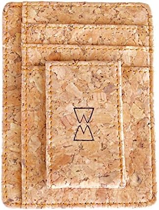 Money, Cash, and Card Magnetic Clip with RFID Security Lining. Made of Eco-friendly Vegan Cork Leather.