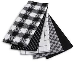 Ritz 5-Piece Egyptian Flat Kitchen Towel Set, Black