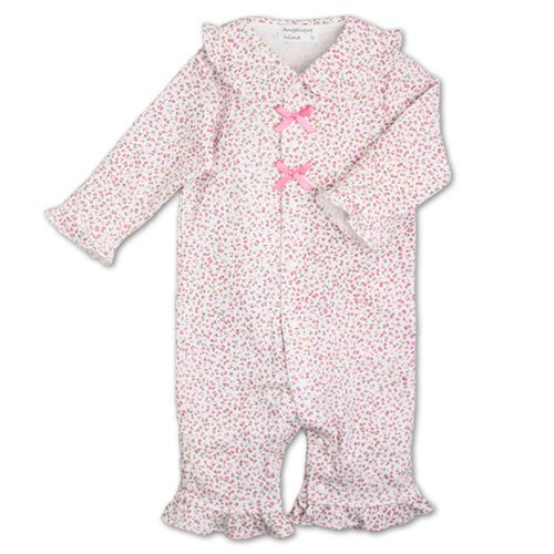 【カバーオール】小花プリント【リボン】【フリル】【長袖】【お出かけ】【女の子】【ベビー服】【パジャマ】