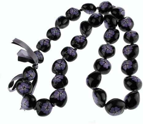 The Black / Purple Flower - Kukui Nut Necklace