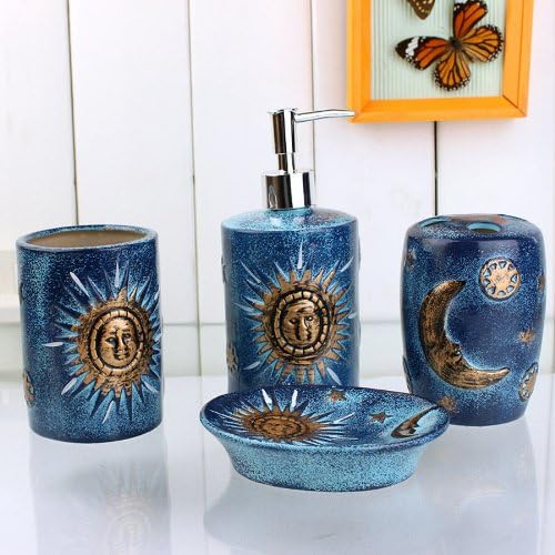 Ocean Blue Sun 4pcs Ceramic Bathroom Accessory Sets Wedding Business Gift
