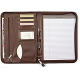 Gemline Deluxe Executive Vintage Brown Leather Zippered Padfolio