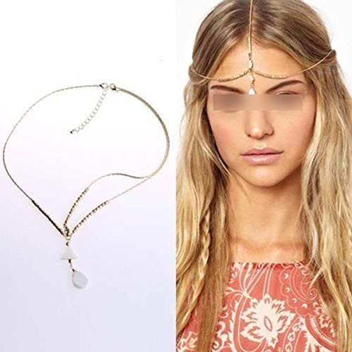 HuntGold Bohemia Headband Tassels Chain Crown Head Drop Pendant Hair Cuff