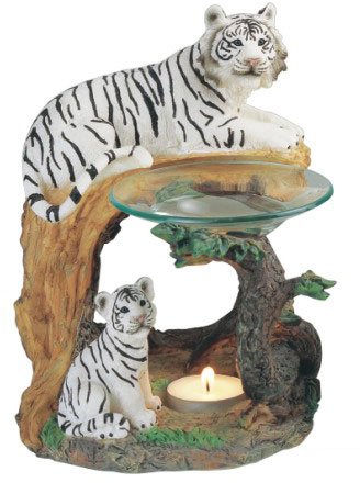 Oil Burner White Tiger Polyresin Collectible Decoration Collection