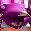 Violet red Sari Cushion Covers / Saree Pillow covers 16 X 16 Inches