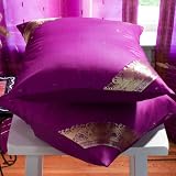 Violet red Sari Cushion Covers / Saree Pillow covers 16 X 16 Inches