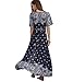 Floerns Women's Bohemian Short Sleeve Vintage Print Split Wrap Maxi Dress