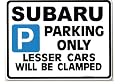 Subaru Car Parking Sign - Gift for impreza sti legacy 4wd turbo models - Size Large 205 x 270mm