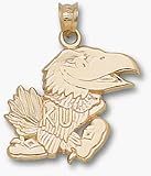 Kansas Jayhawks 3/4 Modeled Jayhawk Pendant - 10KT Gold Jewelry