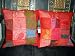 2 Coral Red Sari Patchwork Embroidery Sari Toss Pillow Cushion Covers