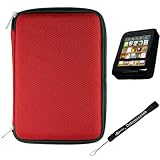 RED Slim Stylish Hard Cover Nylon Protective Carrying Case Folio for Pandigital Novel 7″ Color Multimedia eReader + Indlues a 4-Inch Determination Hand Strap Reviews