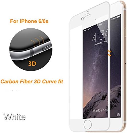 【3D Curve Fit】HD Tempered Glass 3D Full Coverage Round Edge Screen Protector for iPhone 6/6S (White)