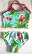 Girls 4-6X 2-piece Swimwear Crop Top Bikini Aqua w/Palm Trees