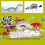 Dinodulos, 12 dinosaures en carton pr&eacute; d&eacute;coup&eacute;s &agrave; peindre