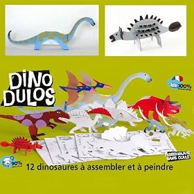 Dinodulos, 12 dinosaures en carton pr� d�coup�s � peindre