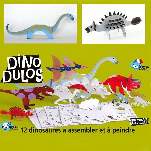 Dinodulos, 12 dinosaures en carton pr� d�coup�s � peindre