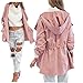 Taiduosheng Women's Warm Plus Size Hooded Long Adjust Ribbon Trench Outwear Windbreaker