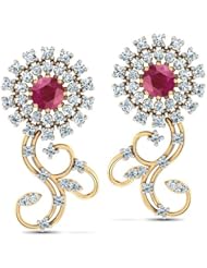 Diamond (0.94 Ct, IJ-SI), 18 Kt Yellow Gold Sun Shine Earrings