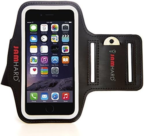 JAMhard Armband For iPhone 6 4.7" + Key Holder (Black) - High Quality Running, Workout & Sports Armband Case