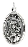Sterling Silver St. Philomena Medal 15/16 X 5/8 (24 mm X 16 mm).