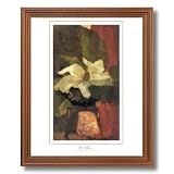 White Magnolia Flower In Vase Home Decor Wall Picture Oak Framed Art Print