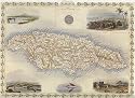 1800's JAMAICA KINGSTON PORT ANTONIO MAP VINTAGE POSTER