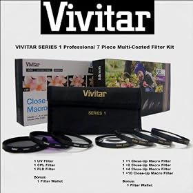 VIVITAR 58mm Professional 7 Piece Multi-Coated Filter Kit - UV, CPL, FLD Filter + Pouch and +1, +2, +4, +10 Macro Close-Up Filter + Pouch