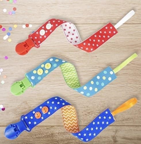 Boys Pacifier Clip 3Pk Bundle Double Sided Binky Holder Bonus Soothing Teether