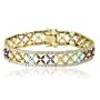 Yellow Gold Plated Sterling Silver Multi-Gemstone Bracelet, 7.25"