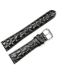 Alligator Grain Watchband Black 15mm Watch band - by deBeer