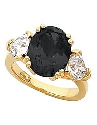 14K Yellow Gold Onyx and Diamond Ring -- LIFETIME WARRANTY