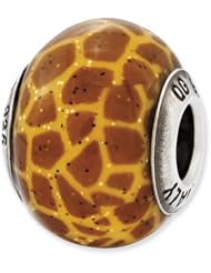 Sterling Silver Reflections Italian Yellow & Brown Glass Bead