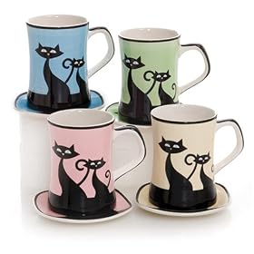 HuesNBrews Cattitude 13 Ounce Mug Coaster Assortment, 4 Pack by HuesNBrews