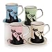 Hues&Brews Cattitude 13-Ounce Mug/Coaster Assortment, Set of 4