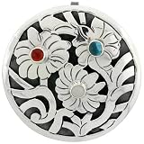 Sterling Silver Brooch / Pendant w/ Assorted colored Beads, 1 5/8 (41mm) tall